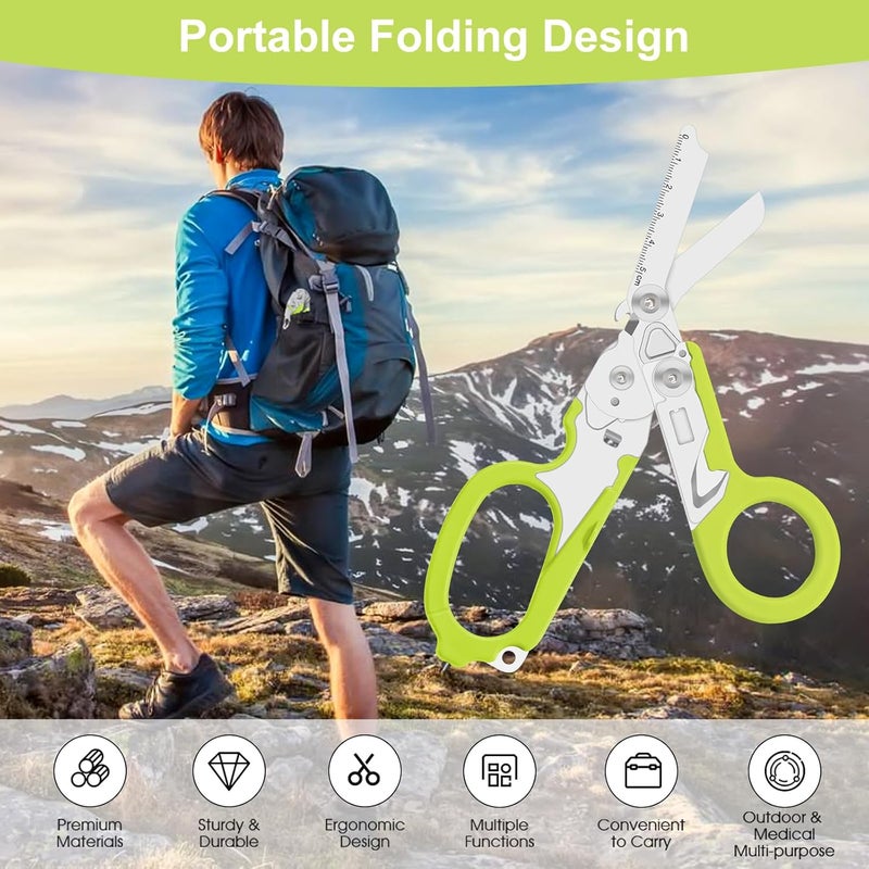 Lemasa 6in1 trauma shears - emergency responders, outdoor emergencies scissor, medical staff, and outdoor camping scissors, ttrauma scissors (green) - Image 4